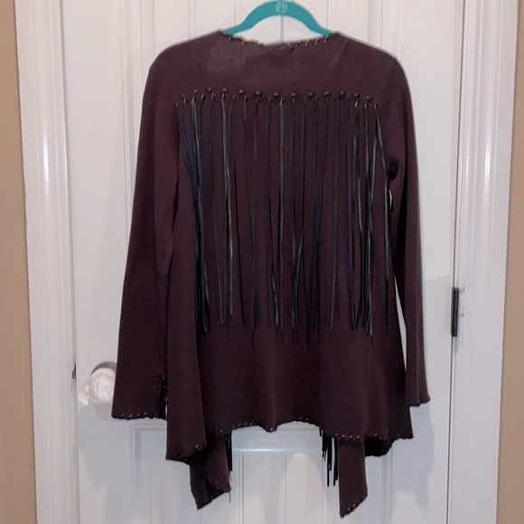 S  ARIAT S Ladies Western LongSleeve Cardigan with Long Fringe V-Front opening - Picture 7 of 17
